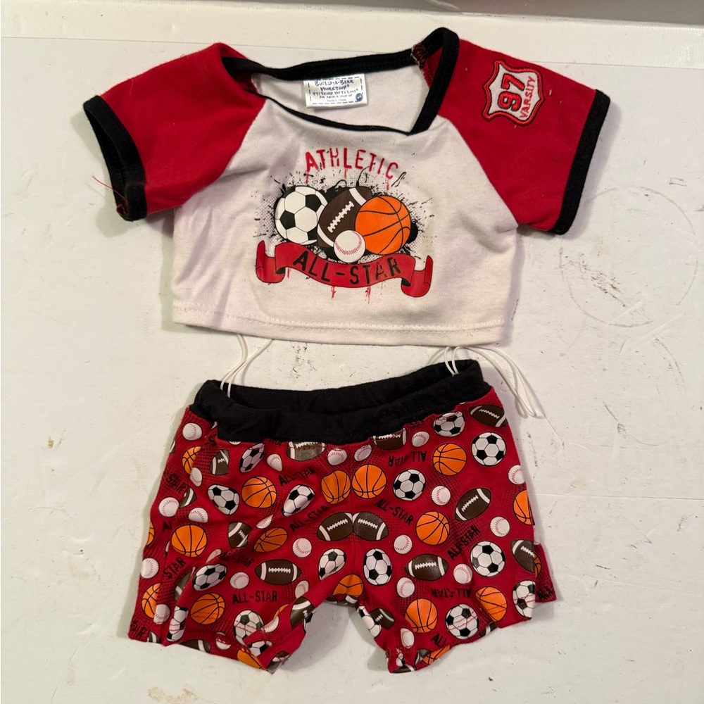 Build-A-Bear Red and White Athletic Outfit